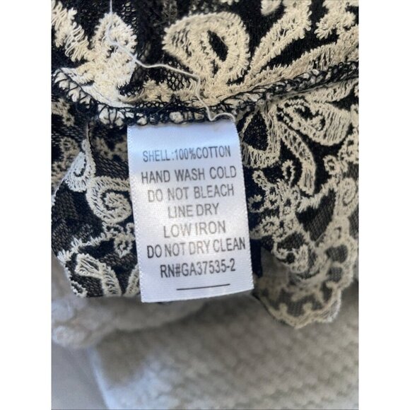 MONTEAU Top Womens SIze MediumBlack Sheer Embroidered Sleeveless Coverup Vintage - Picture 7 of 7